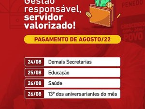 Prefeitura de Penedo antecipa pagamento de salário de agosto