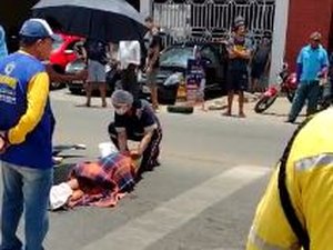 Casal fica ferido em colisão de motos em faixa de pedestre na Igrejinha em Arapiraca