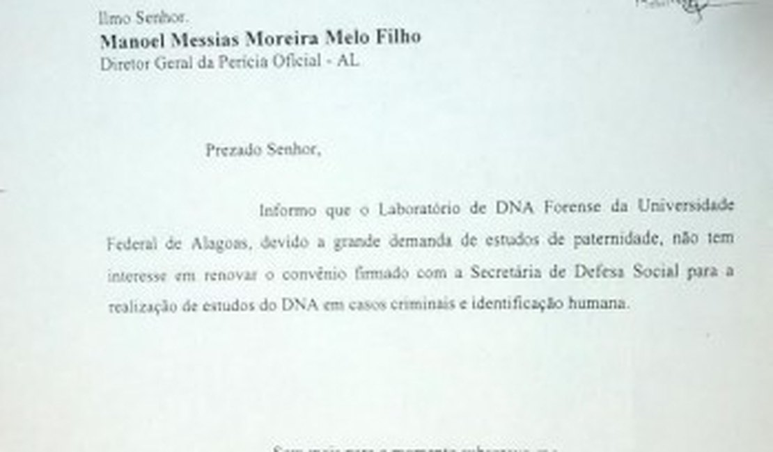 Laboratório de Ufal desiste de convênio e Perícia Oficial fecha nova parceria