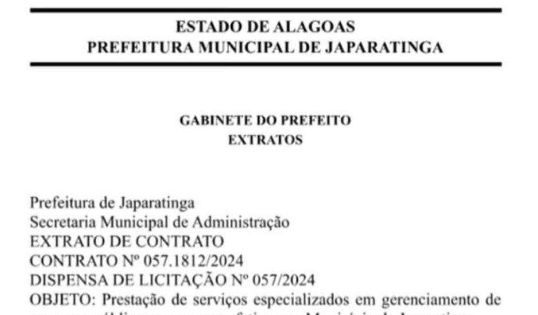 Prefeitura de Japaratinga contrata empresa para organização de concurso público