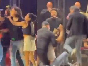 Roberta Miranda chuta homem que invadiu palco em show