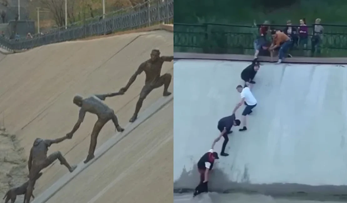 Escultura eterniza resgate de cachorro e emociona moradores