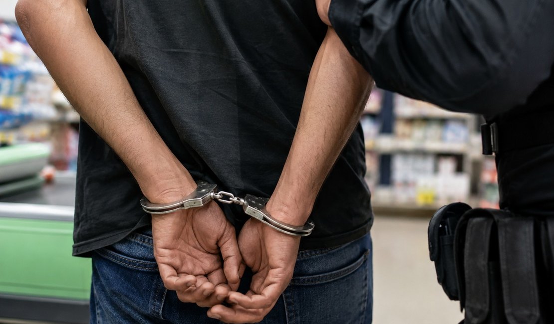 Homem é flagrado furtando supermercado de Arapiraca e ameaça funcionários com faca