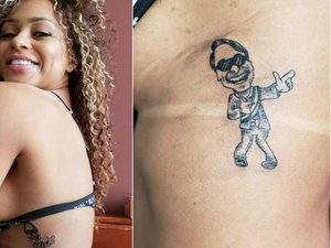 Após tatuar Trump, Erika Canela desenha caricatura de Bolsonaro na pele
