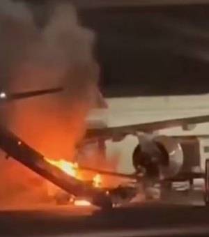 Passageiros são retirados de avião após incêndio em equipamento no Aeroporto de SP