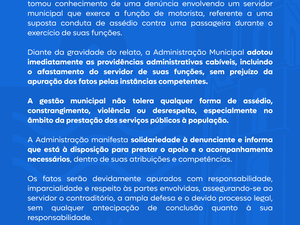 Motorista é afastado após denúncia de suposto assédio contra passageira