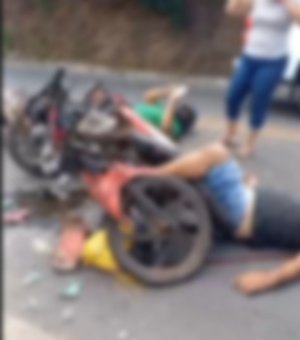 Acidente grave entre moto e cinquentinha deixa dois feridos em Arapiraca