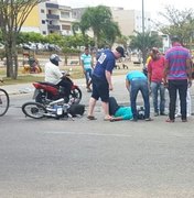 Motociclistas se chocam em cruzamento no Centro de Arapiraca e ficam feridos