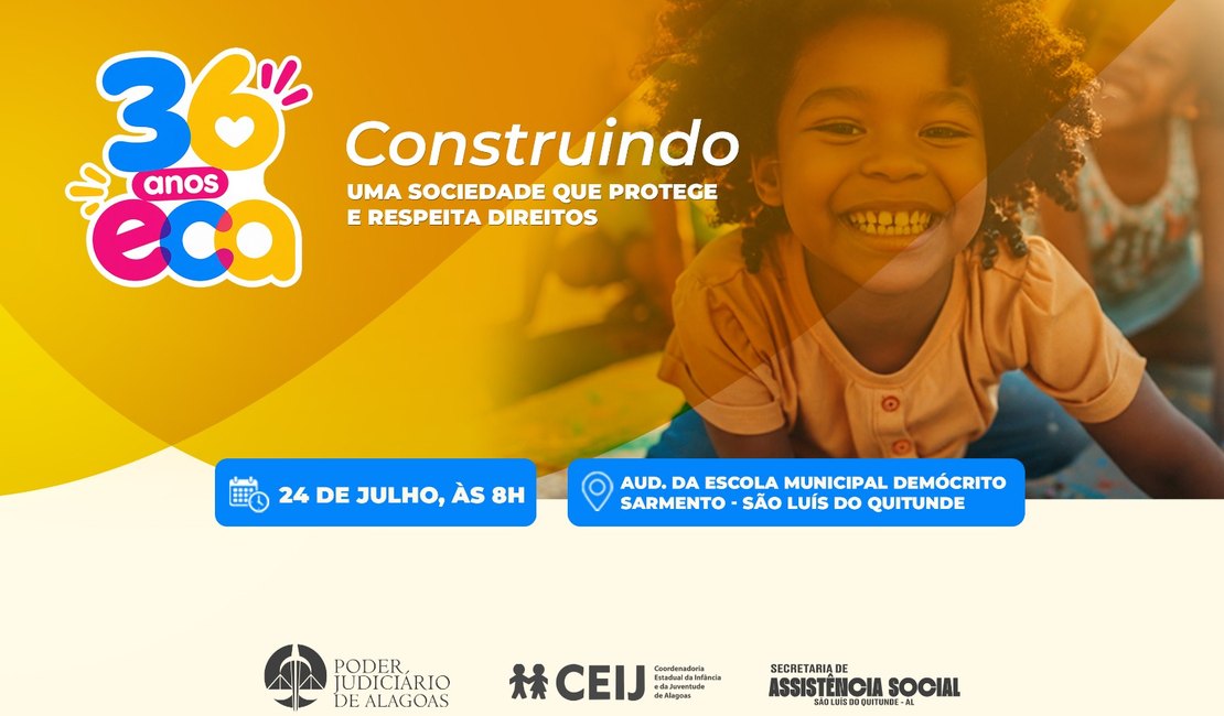 TJAL anuncia evento pelos 36 anos do ECA em São Luís do Quitunde