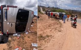 Van capota na rodovia AL-130, em Santana do Ipanema