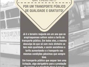 Ato será realizado contra o aumento da tarifa