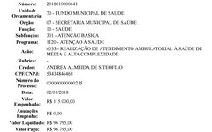 Andrea Teófilo prestou serviços especializados no valor de R$96.765 para da Secretaria Municipal de Saúde (SMS)