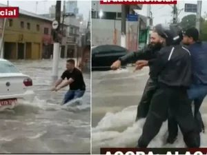 Cinegrafistas da Band e Record salvam taxista de enchente em SP
