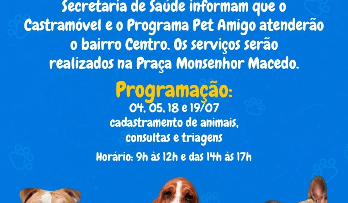 Pet Amigo atenderá o bairro Centro neste mês de julho