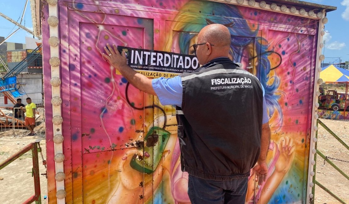 Prefeitura de Maceió interdita parque de diversão irregular na parte alta da capital