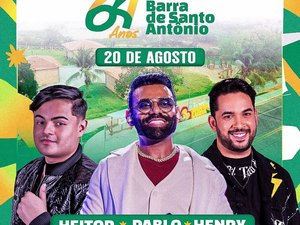 Barra de Santo Antônio celebra hoje aniversário com shows