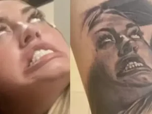 Homem surpreende e tatua careta da esposa na coxa: 'É a personalidade dela'