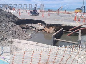 Prefeitura de Maceió autua BRK após cratera em obra Avenida da Paz e vazamento