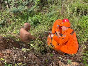 Idoso cai em ribanceira e é resgatado pelos bombeiros em São Miguel dos Campos