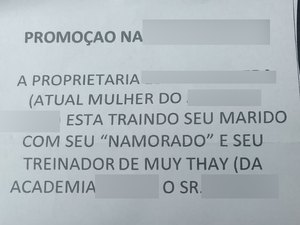 Bilhetes anônimos com acusação de adultério tomam conta de cidade no interior de SP