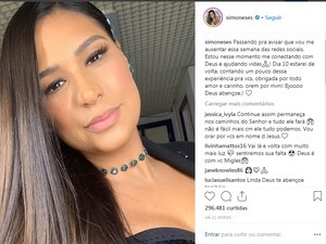 Cantora anuncia pausa nas redes sociais e pede oração aos fãs