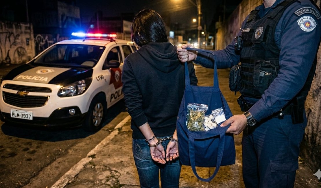 Mulher é presa com maconha, crack e cocaína no município de Coqueiro Seco