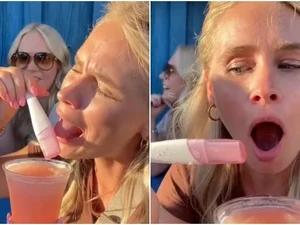 Em anúncio de gravidez, mulher enfia teste na boca sem saber; vídeo