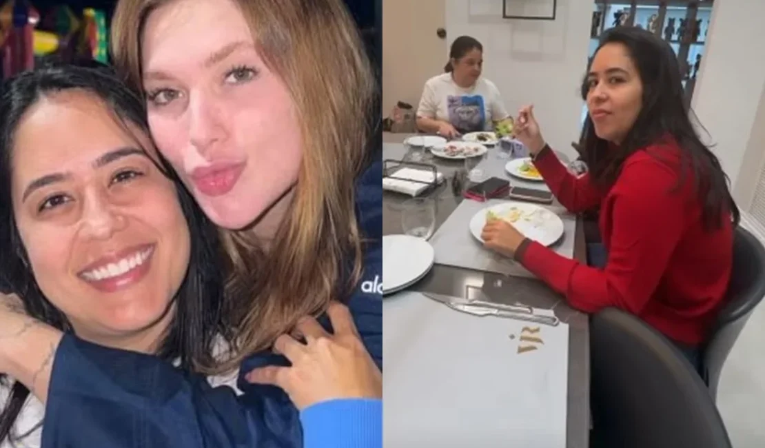 Virginia posa com irmã de Zé Felipe na mansão de Vini Jr. e web reage