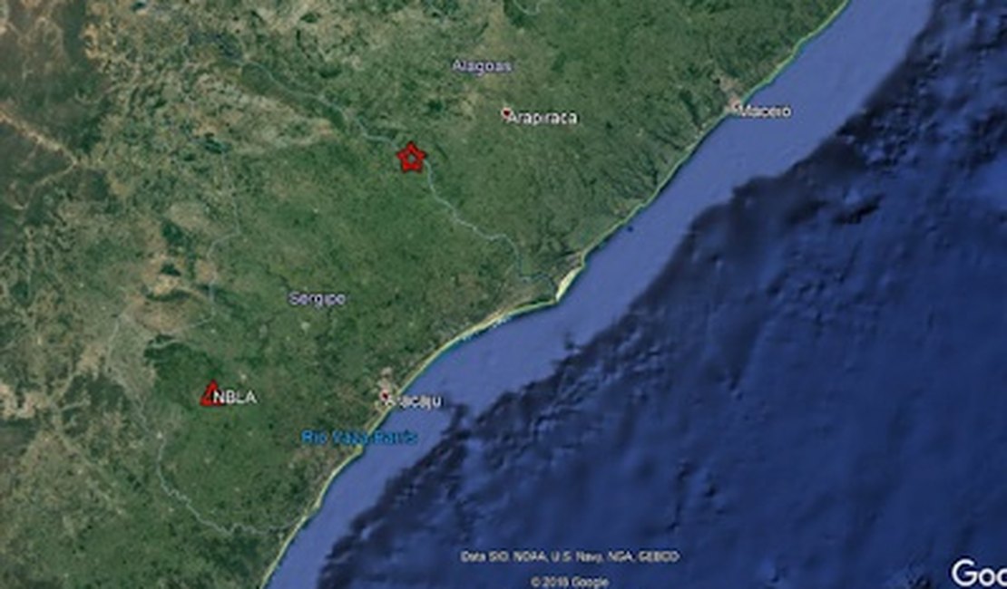 Tremor de magnitude 2,6 é sentido em Sergipe e em Alagoas