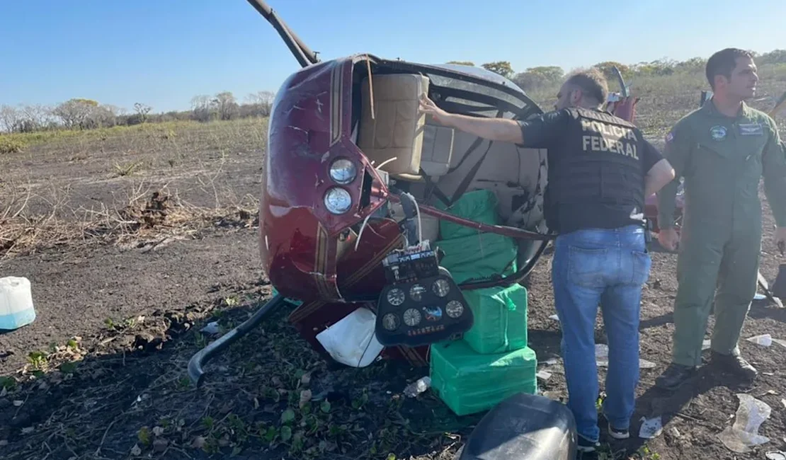 Helicóptero que caiu com 300kg de cocaína pertencia a policial civil