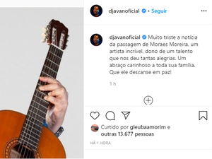 Djavan e outros artistas se despedem de Moraes Moreira pelas redes sociais
