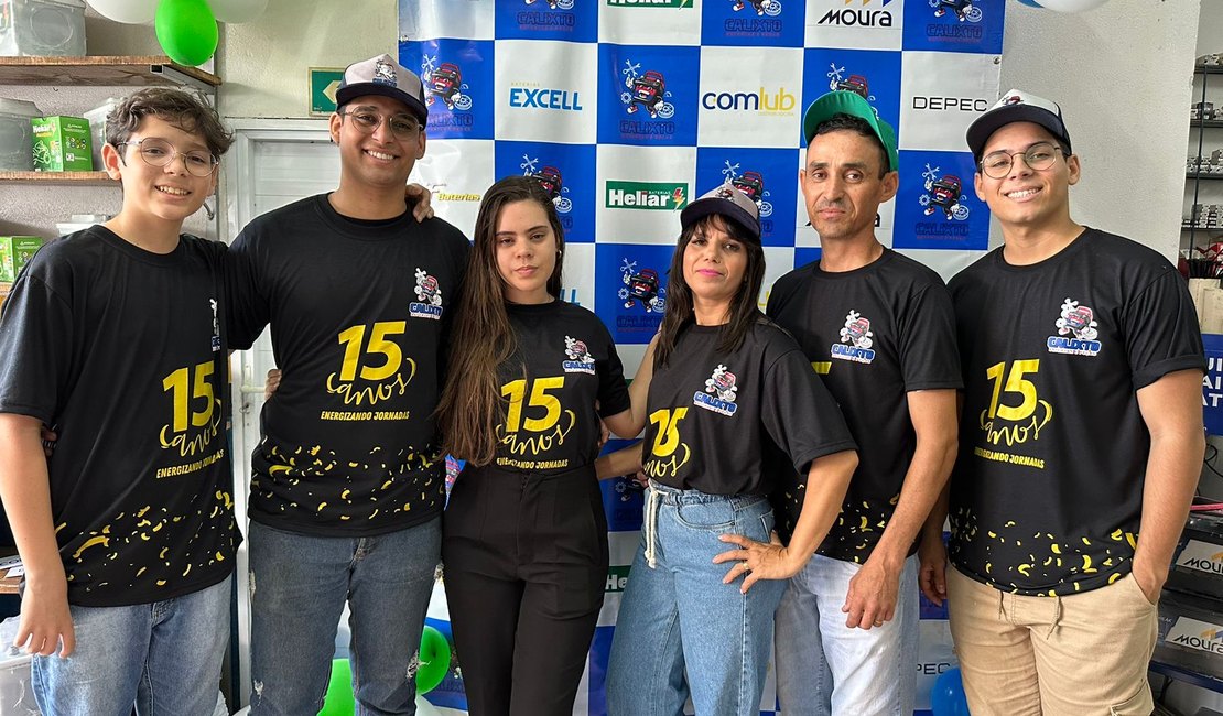 Referência em baterias veículares, Calixto Baterias e Peças completa 15 anos de serviços em Arapiraca