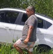Carro sobra em curva na AL-430, em Passo de Camaragibe