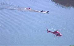 Um policial militar havia sido retirado da água por um helicóptero do Corpo de Bombeiros