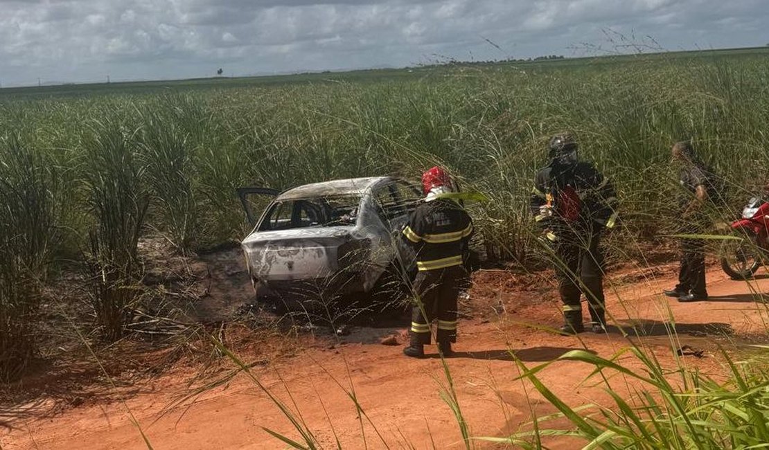 Carro pega fogo após colisão com feridos na BR-101 em Teotônio Vilela