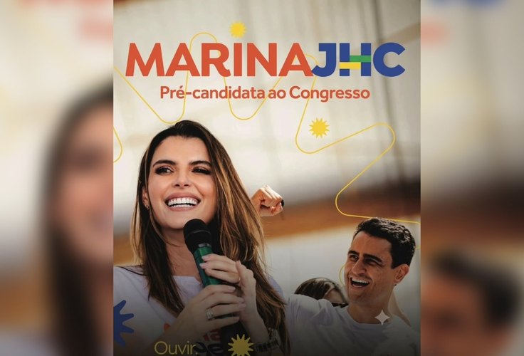 Material de pré-campanha de Marina Cândia levanta dúvidas sobre cargo que será disputado