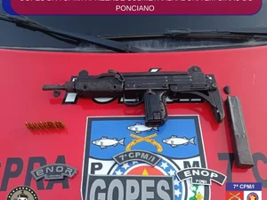 PMs apreendem submetralhadora descartada por suspeitos na zona rural de Girau do Ponciano