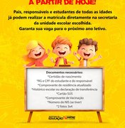 Prefeitura anuncia abertura das matrículas escolares em Matriz de Camaragibe