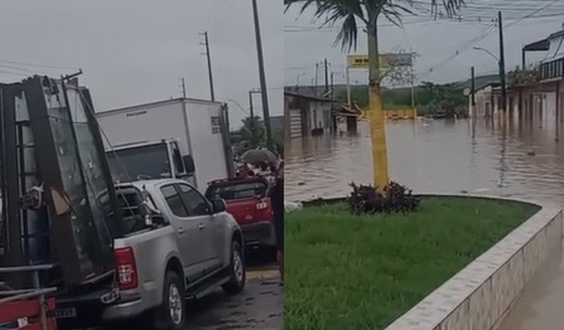Com rodovia inundada, motoristas fazem fila sem conseguir passar em São Luís do Quitunde
