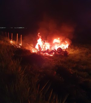 Carro fica em chamas após acidente  na AL 101 Sul