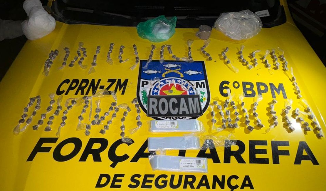 Polícia prende três pessoas por tráfico de drogas no município de Porto Calvo