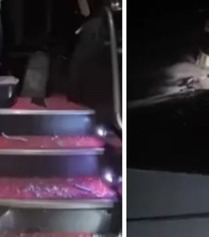 Ônibus com universitários é atacado com bombas caseiras na BR-104, em Messias