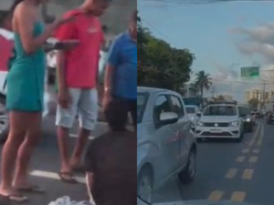 Colisão entre carros e moto deixa uma pessoa ferida na Av. Comendador Gustavo Paiva, em Maceió