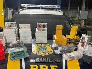 Polícia apreende quase 80 Iphones sem nota fiscal e prende foragido no interior de Alagoas