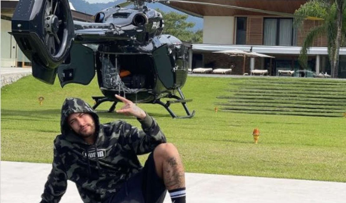 Neymar agita a internet ao mostrar helicóptero de R$ 50 milhões com suas iniciais