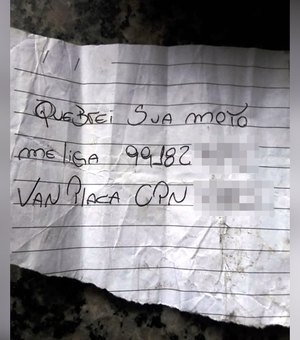 Motorista deixa bilhete após destruir moto em SP e post viraliza: 'Me liga'