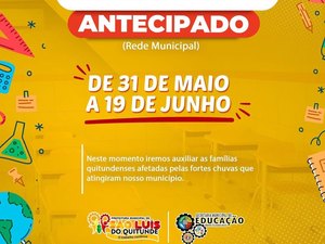 São Luís do Quitunde antecipa recesso escolar