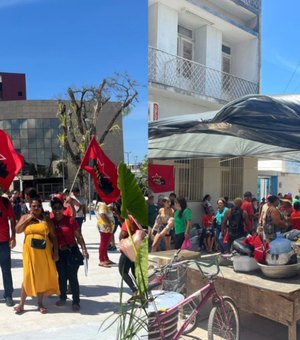 Manifestantes da FNL ocupam praça Marechal Deodoro e sede do Incra, em Maceió