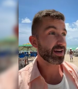 [Vídeo] Influenciador britânico se surpreende com valor cobrado em coco na praia de Maceió: 'Estou chocado'