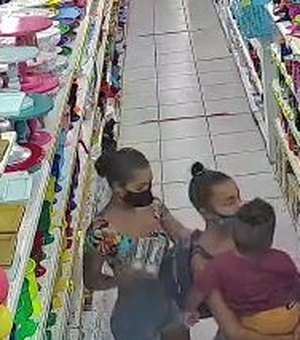 [Vídeo] Dupla usa criança de colo para cometer furto no comércio de Arapiraca